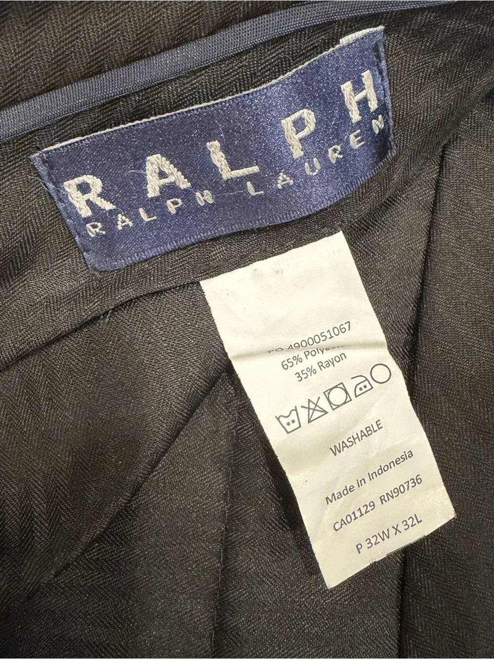 Ralph Lauren Men's Charcoal Herringbone Dress Pants